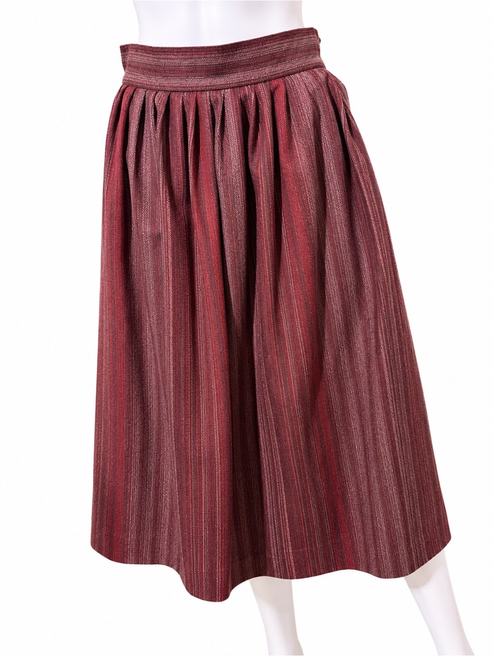 Vintage Uli-Mates Made in Canada Pleated Midi Skirt Burgundy 36” Waist